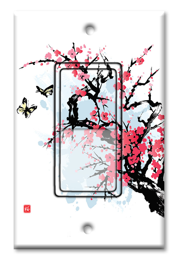 Pink Cherry Blossoms and Butterflies - #2801