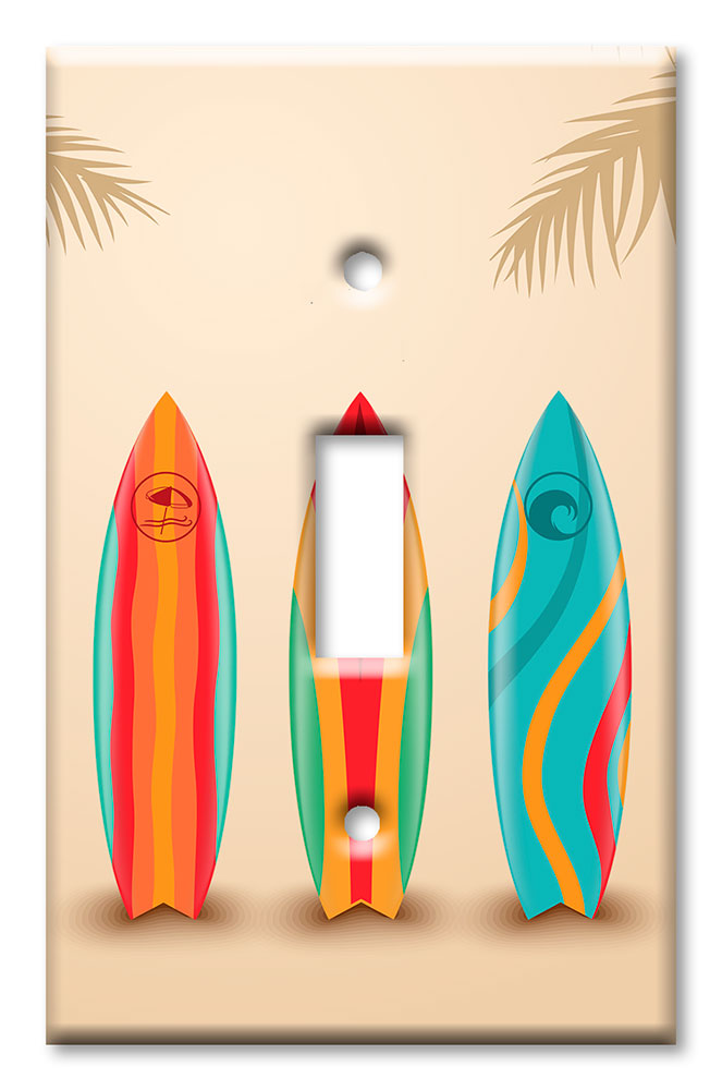 Art Plates - Decorative OVERSIZED Switch Plate - Outlet Cover - Three Surfboards