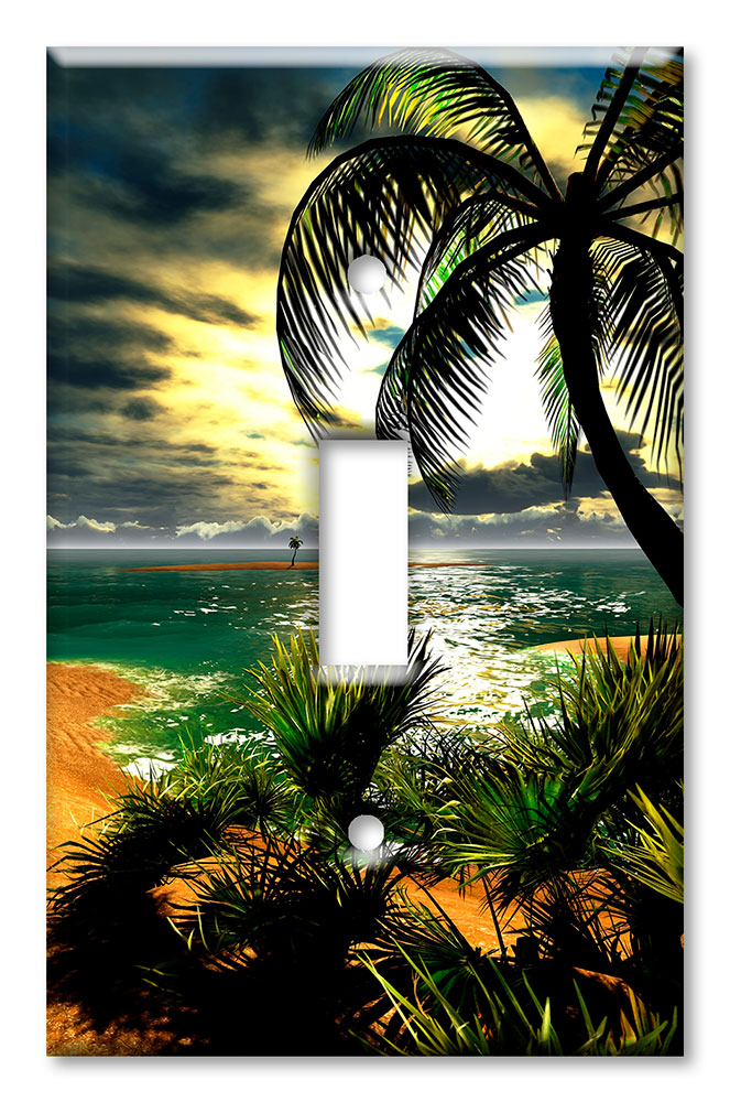 Art Plates - Decorative OVERSIZED Wall Plate - Outlet Cover - Dusk on the Beach