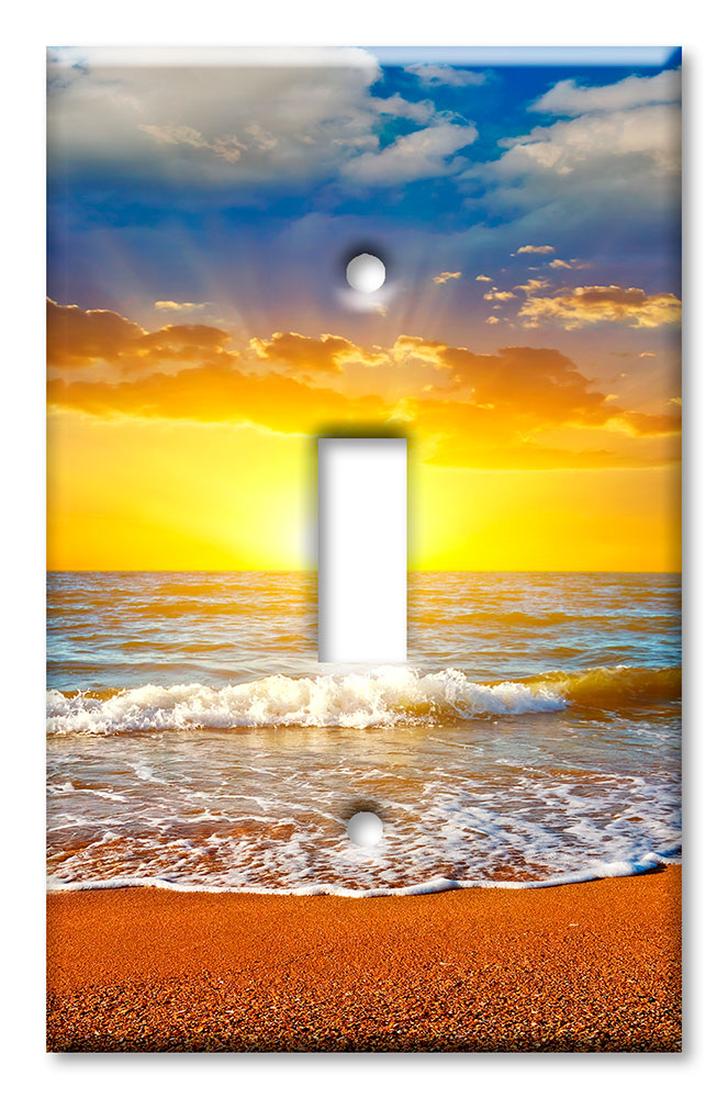 Art Plates - Decorative OVERSIZED Wall Plates & Outlet Covers - Bright Sunset at the Beach