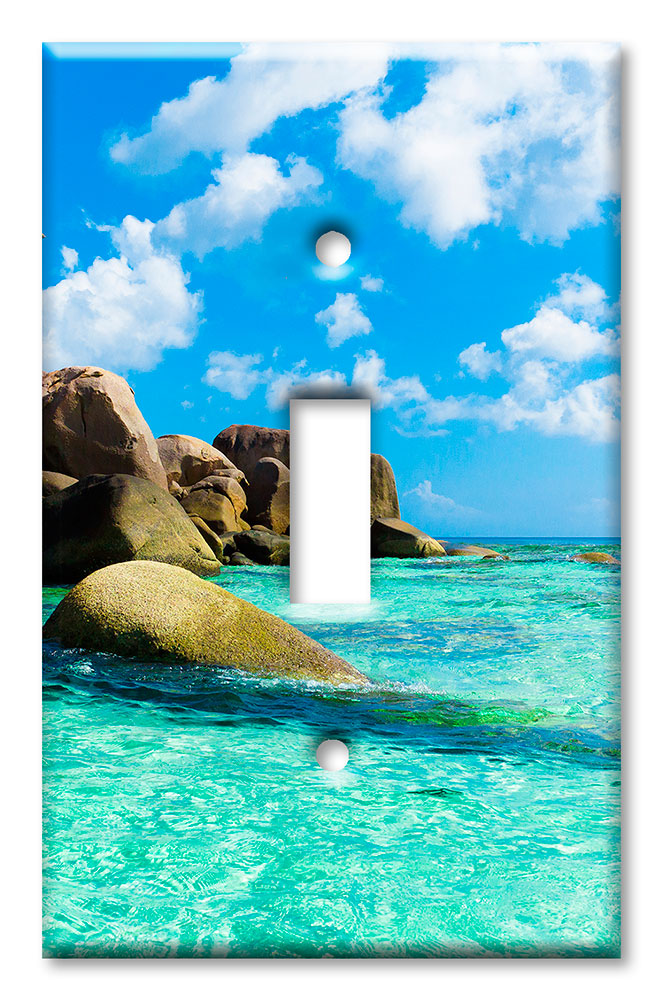 Art Plates - Decorative OVERSIZED Switch Plate - Outlet Cover - Rocky Beach Cliff