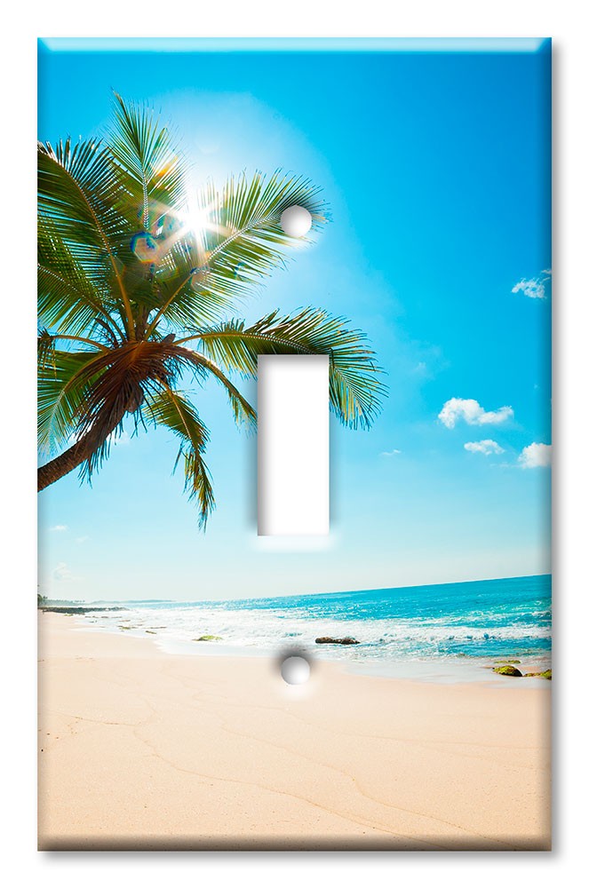 Art Plates - Decorative OVERSIZED Switch Plates & Outlet Covers - Palm Tree and Beach
