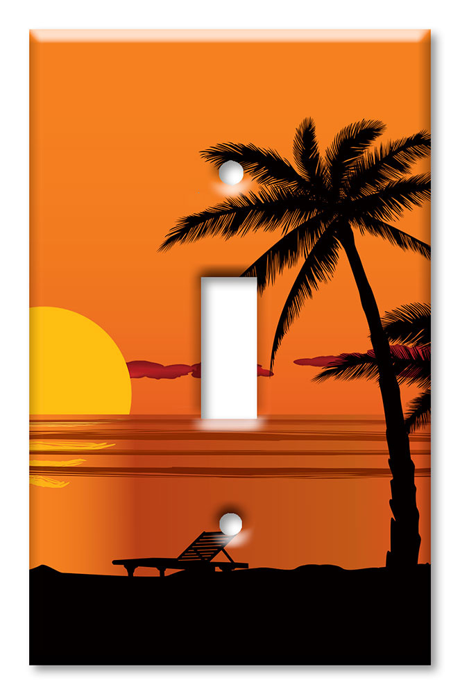 Art Plates - Decorative OVERSIZED Wall Plates & Outlet Covers - Beach Orange Sunset