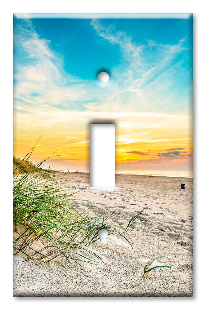 Art Plates - Decorative OVERSIZED Wall Plate - Outlet Cover - Grass and the Beach Sand