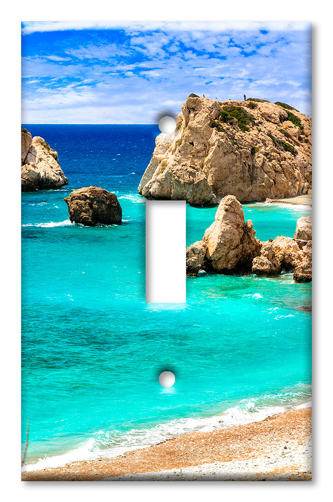 Art Plates - Decorative OVERSIZED Switch Plate - Outlet Cover - Rock Cliffs near the Beach