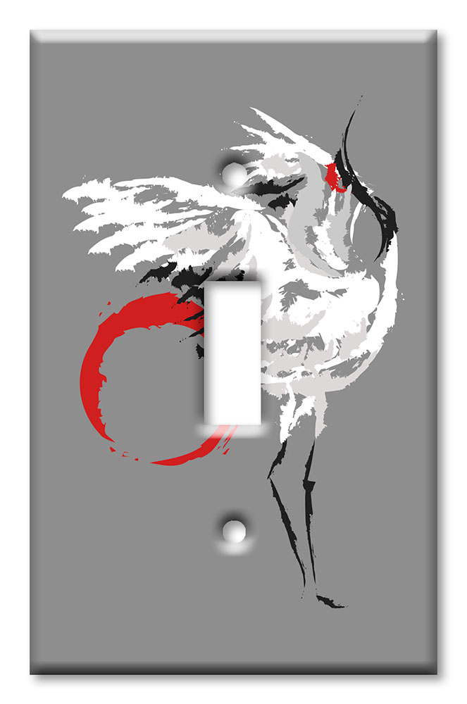 Art Plates - Decorative OVERSIZED Wall Plates & Outlet Covers - Dancing Crane