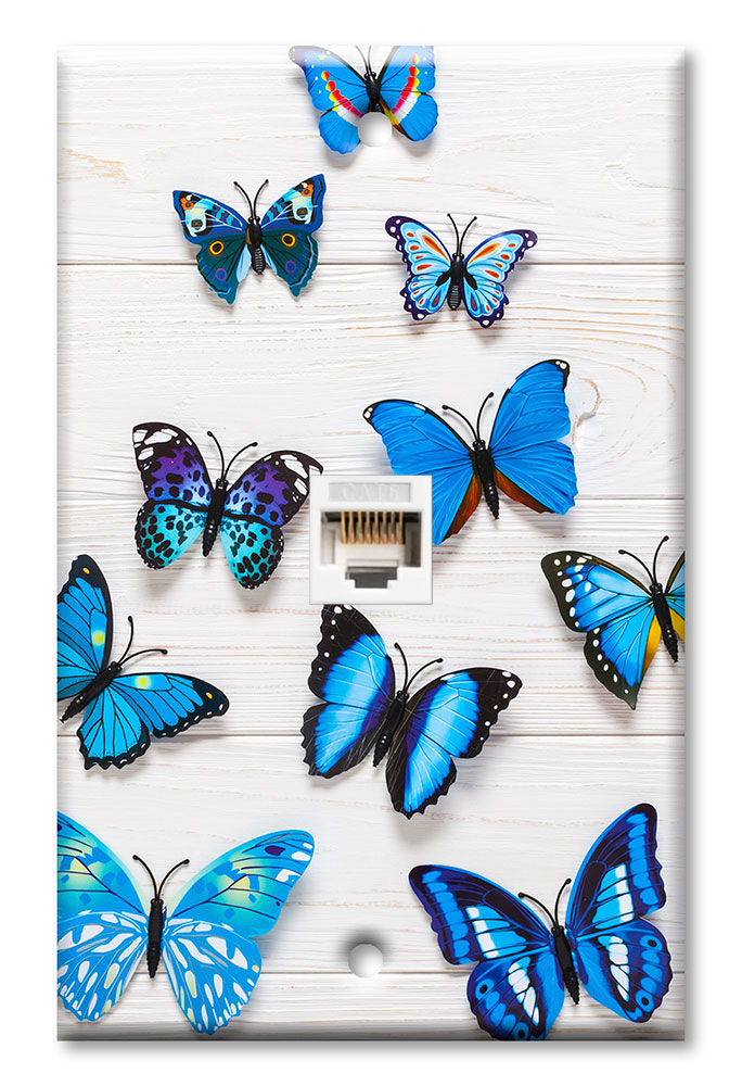 Blue Butterflies on Wood - #2850