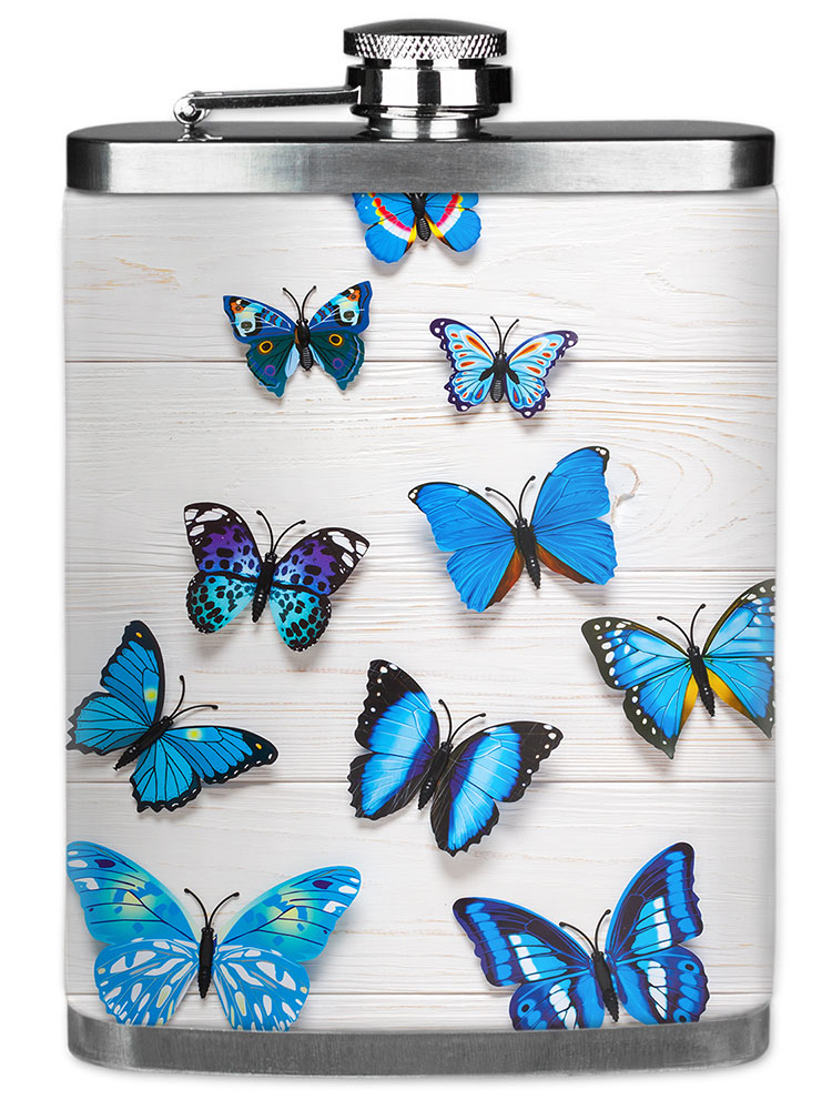 Blue Butterflies on Wood - #2850