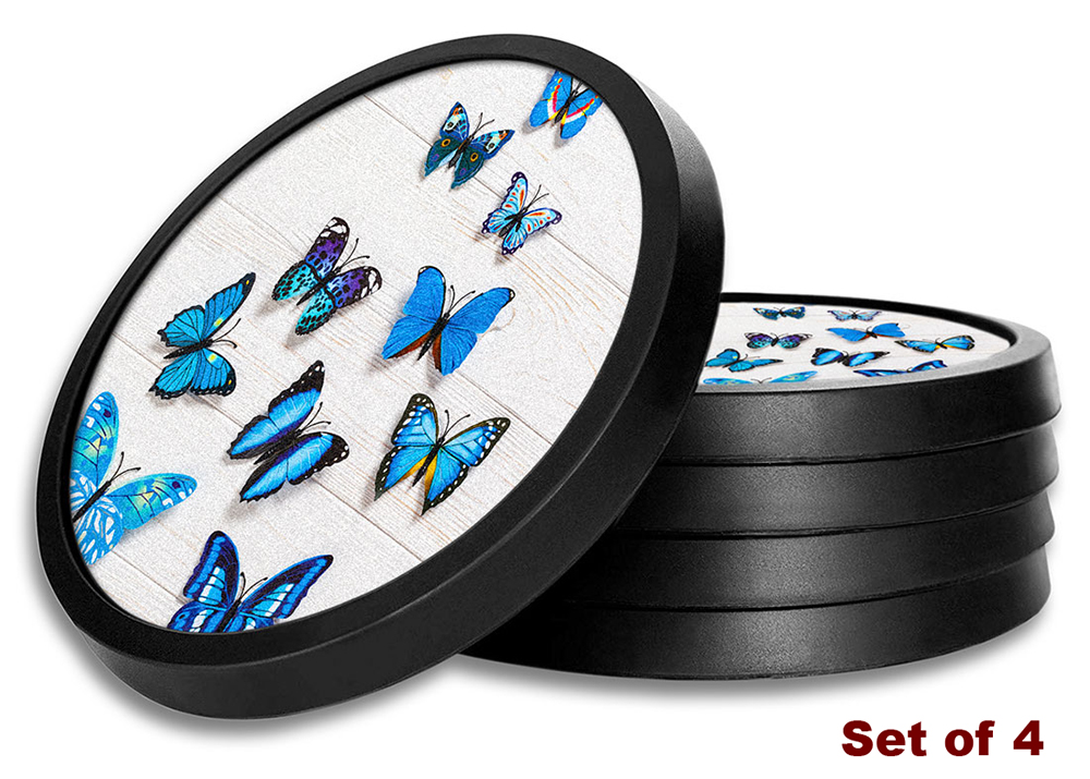 Blue Butterflies on Wood - #2850