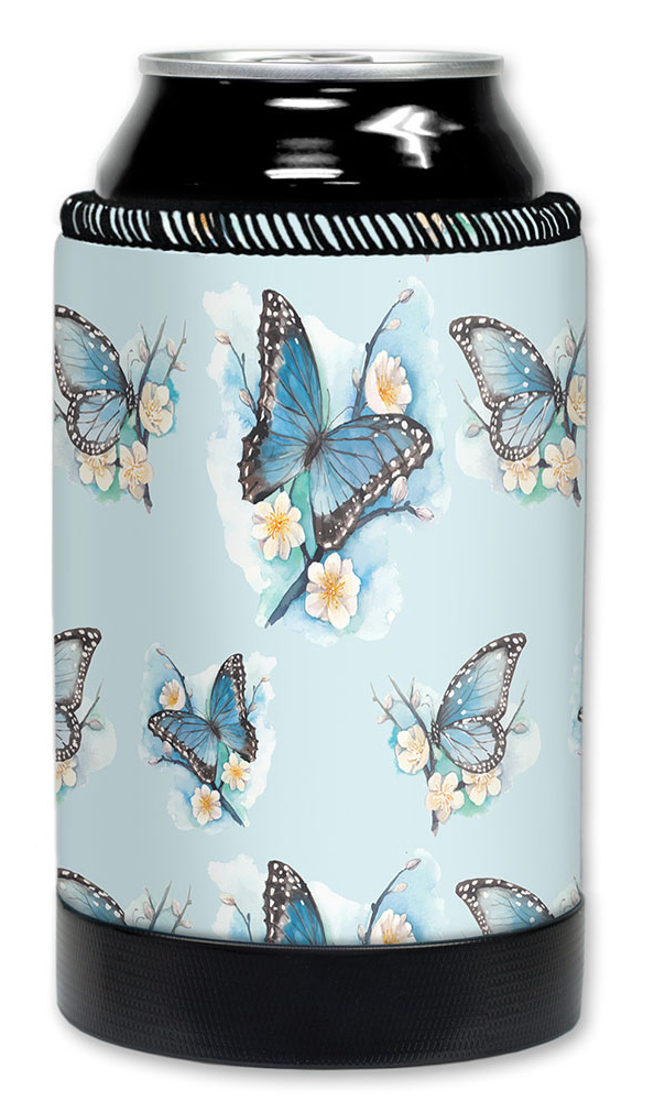 Blue Butterflies on White Flowers - #2856