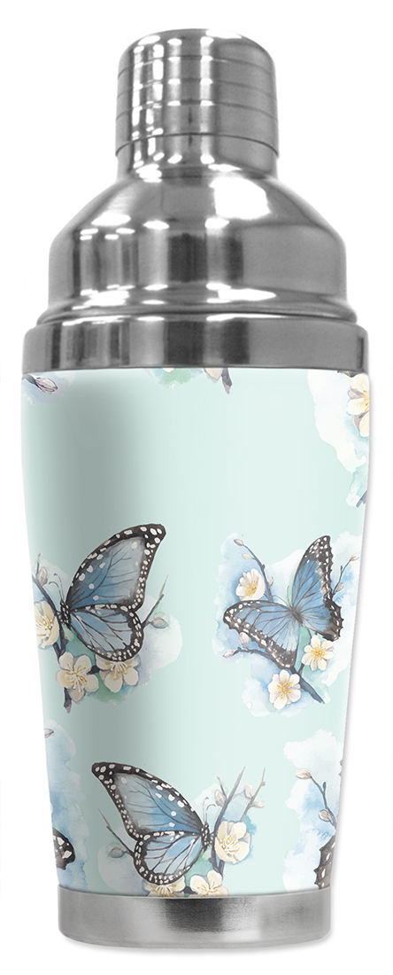 Blue Butterflies on White Flowers - #2856