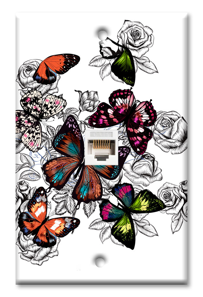 Colorful Butterflies with Roses - #2859