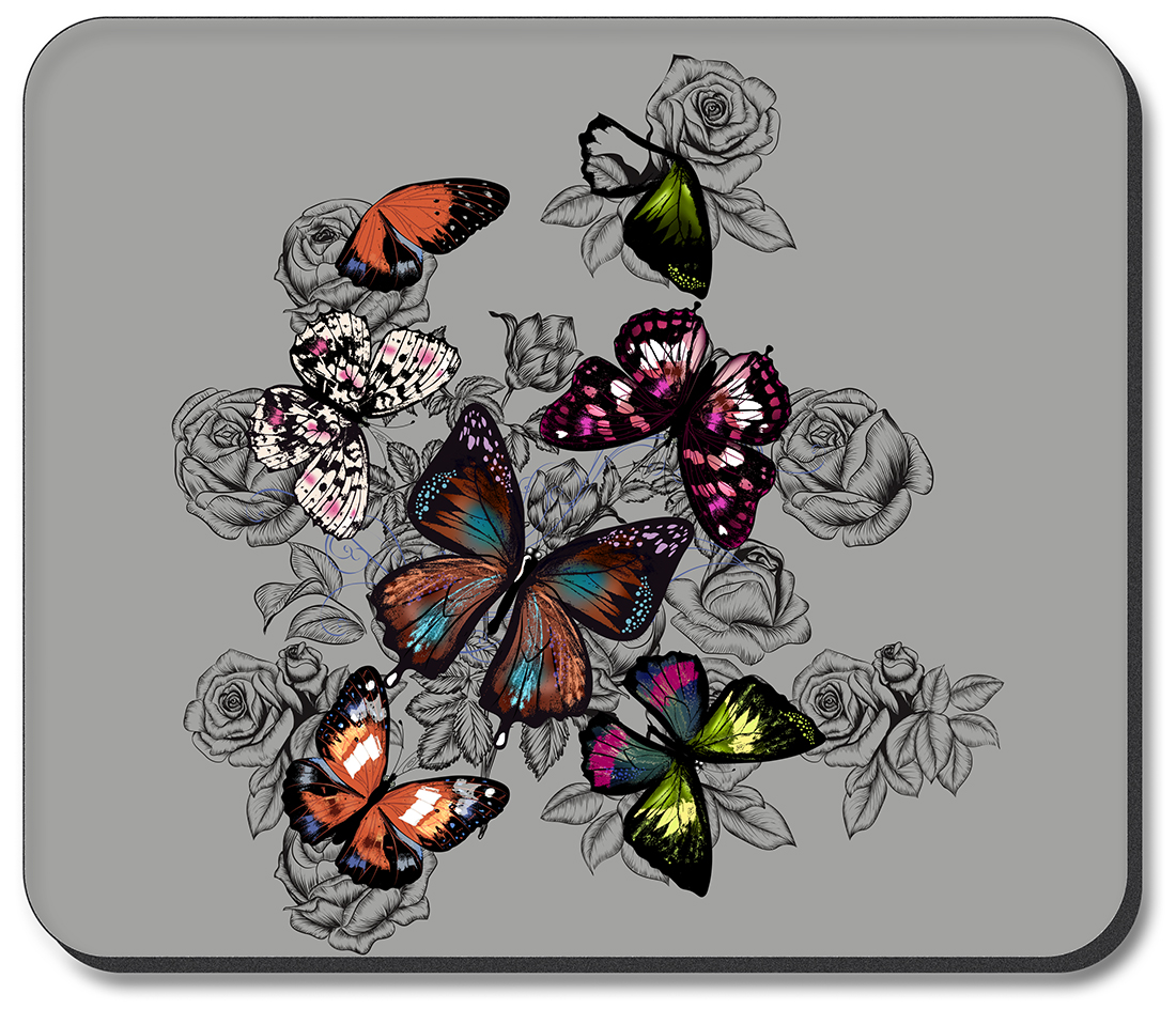 Colorful Butterflies with Roses - #2859