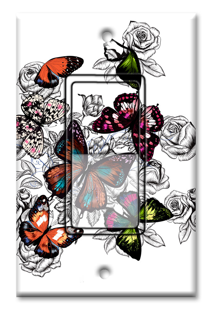 Colorful Butterflies with Roses - #2859