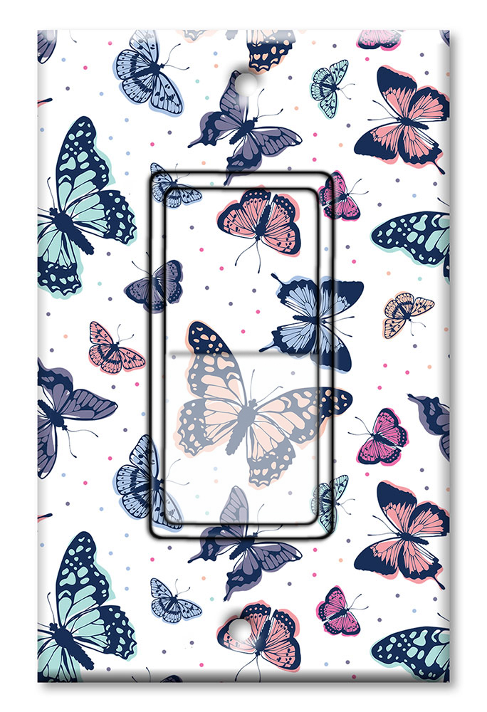 Pink, Blue and Green Butterflies - #2863