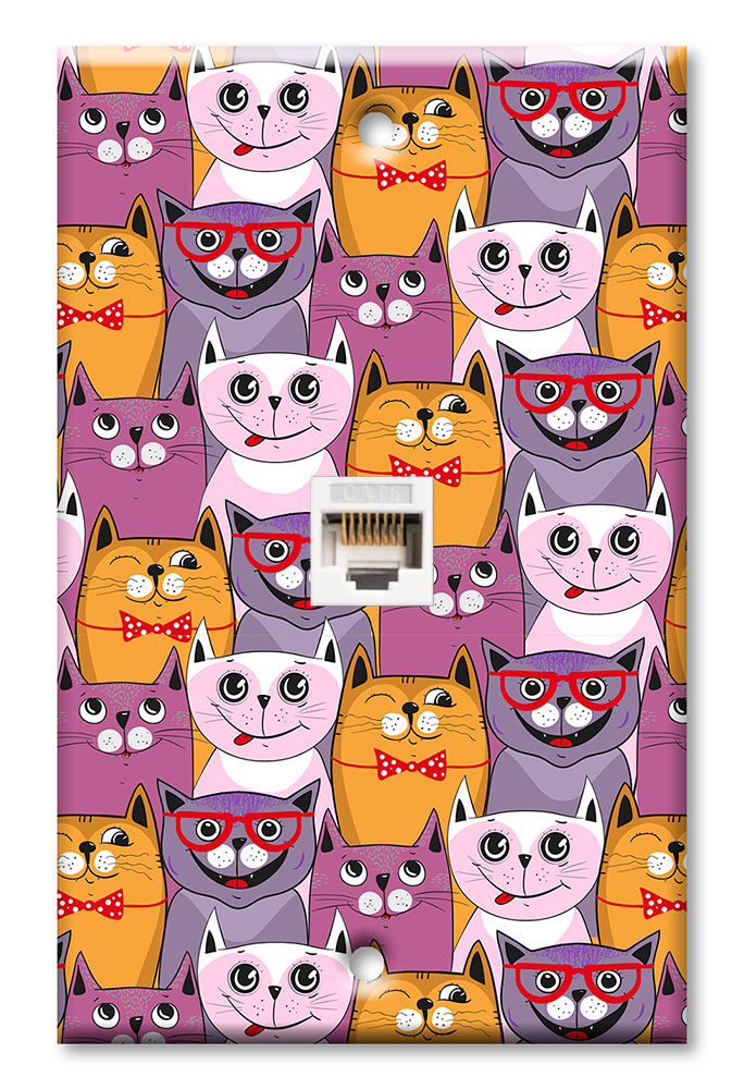 Pink, Purple and Orange Cats - #2865