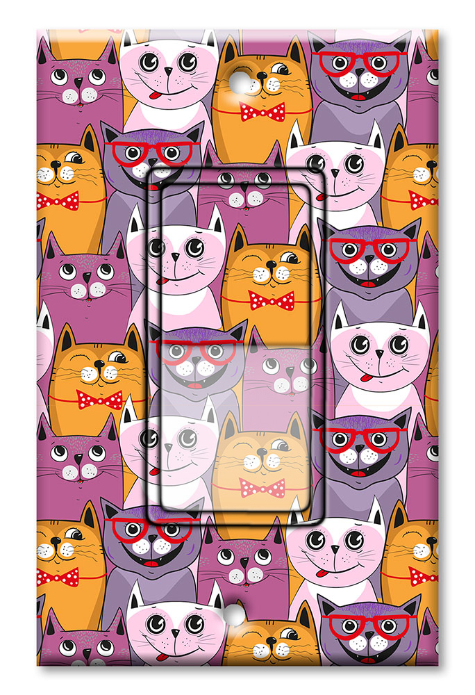 Pink, Purple and Orange Cats - #2865