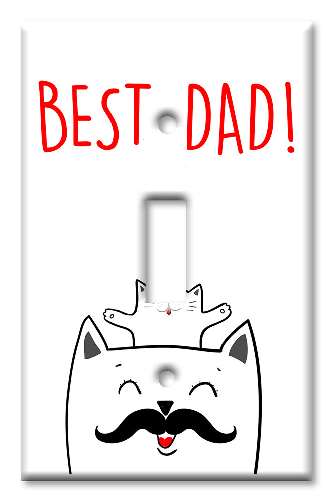 Art Plates - Decorative OVERSIZED Wall Plates & Outlet Covers - Best Dad - Cat and Kitten