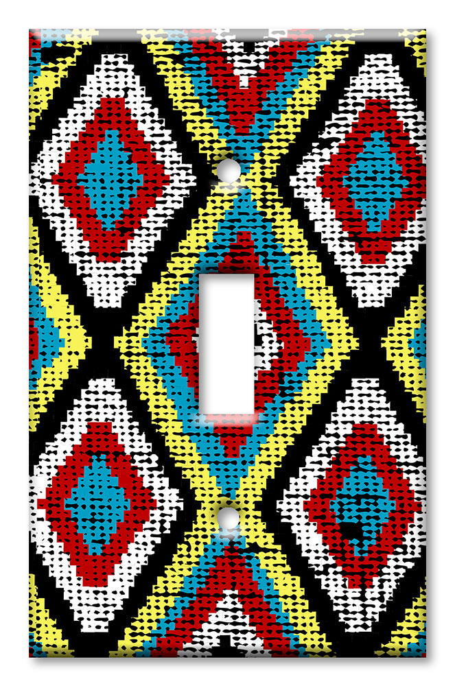 Art Plates - Decorative OVERSIZED Wall Plates & Outlet Covers - Colorful Diamonds