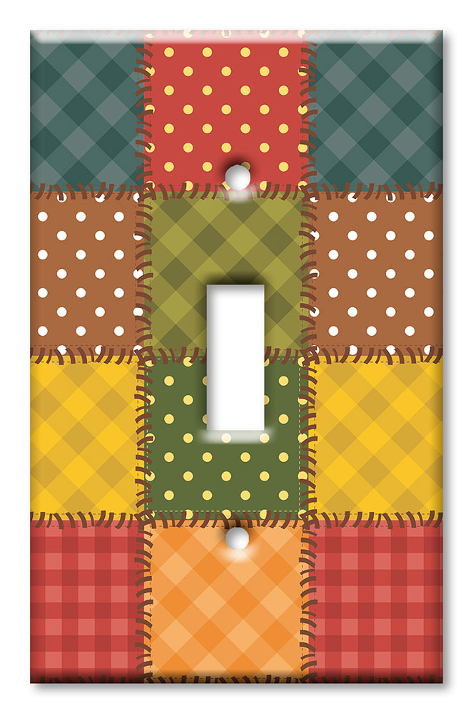 Art Plates - Decorative OVERSIZED Wall Plates & Outlet Covers - Colorful Fabric Squares