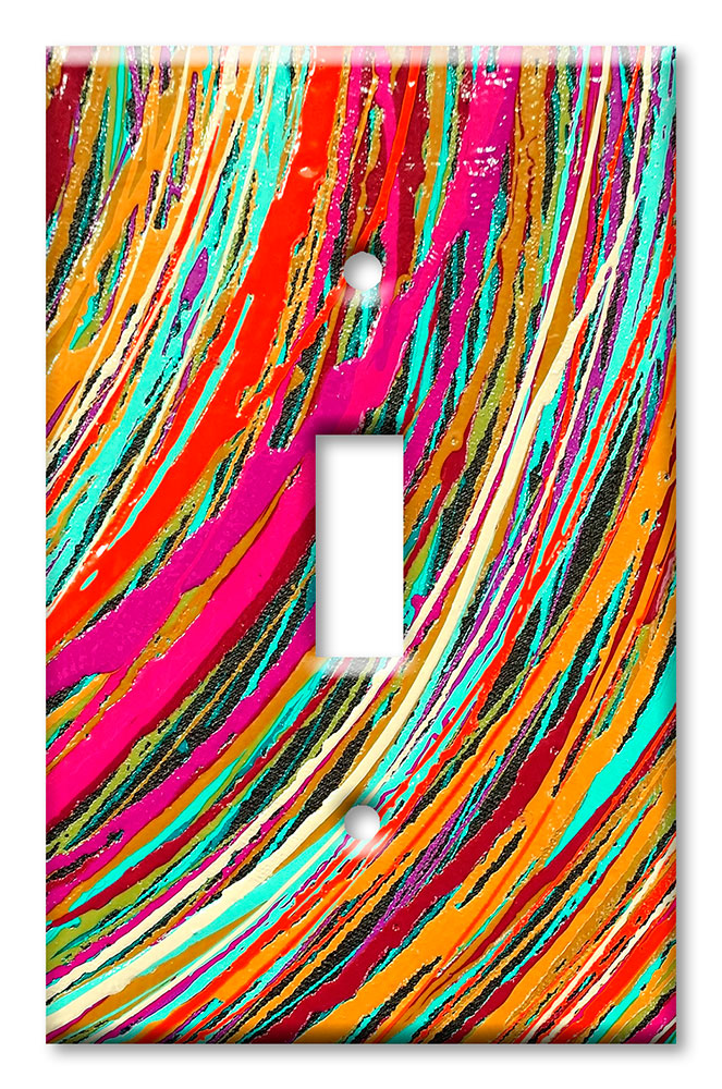 Art Plates - Decorative OVERSIZED Wall Plates & Outlet Covers - Colorful Lines
