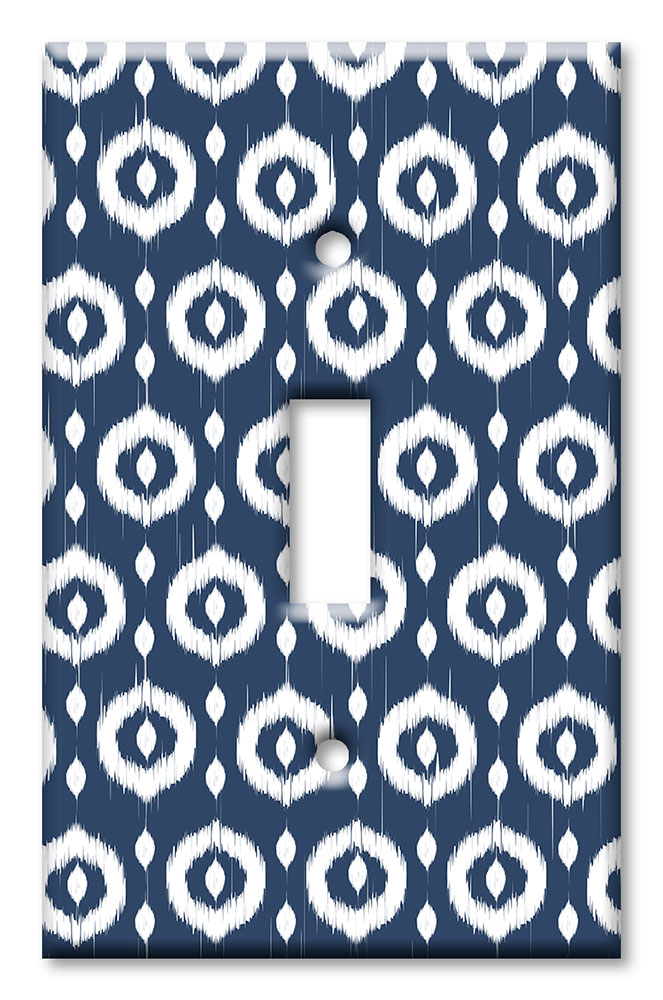 Art Plates - Decorative OVERSIZED Wall Plates & Outlet Covers - Blue and White Circles