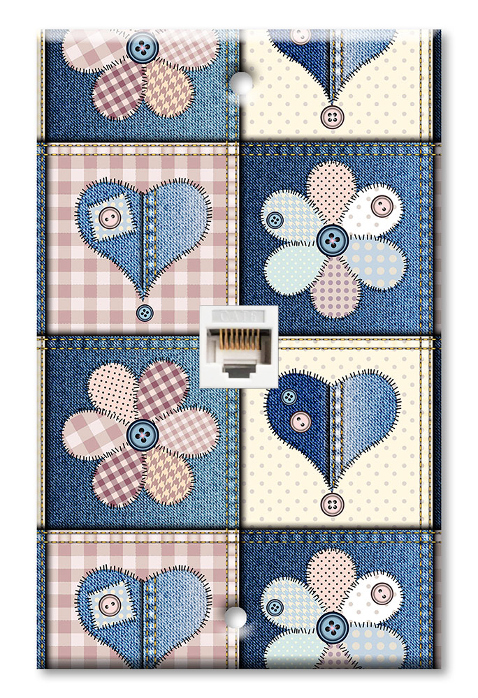 Girly Denim Fabric Squares - #2899