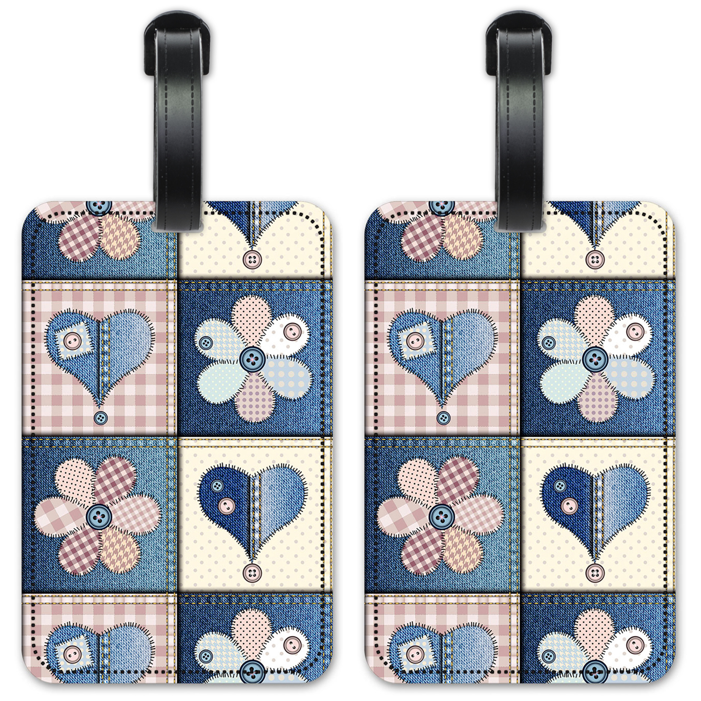 Girly Denim Fabric Squares - #2899