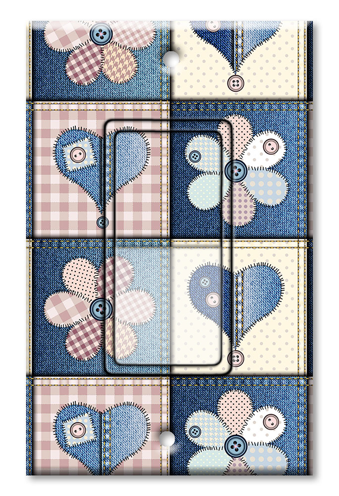 Girly Denim Fabric Squares - #2899