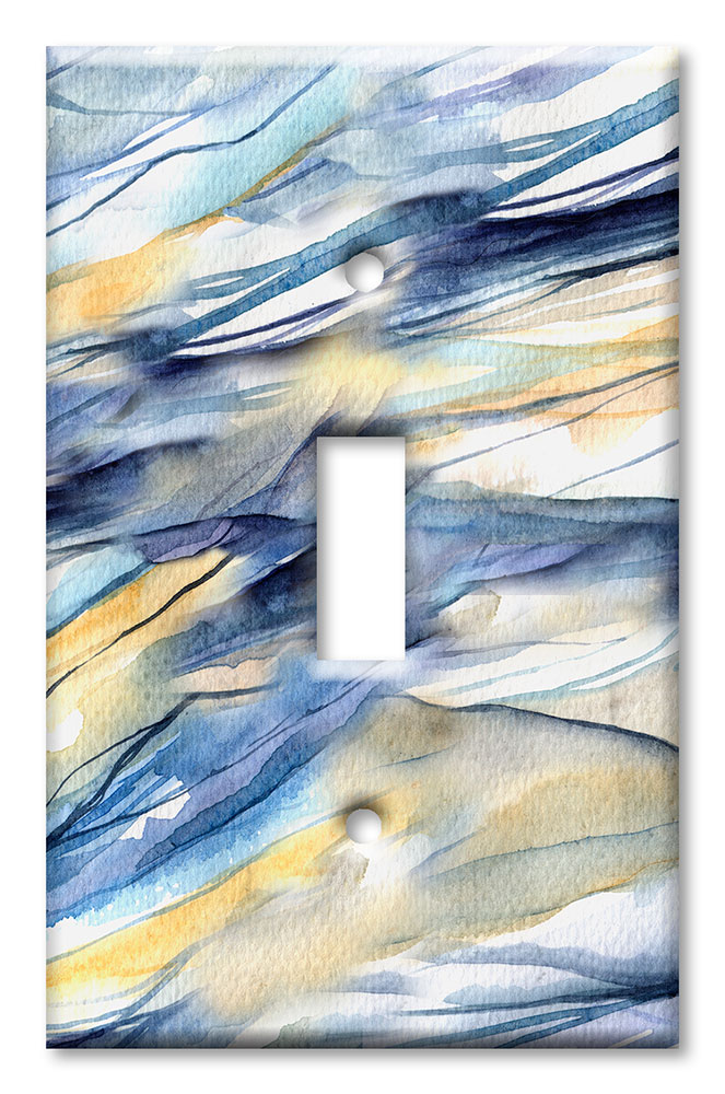 Art Plates - Decorative OVERSIZED Wall Plates & Outlet Covers - Blue and Tan Watercolor