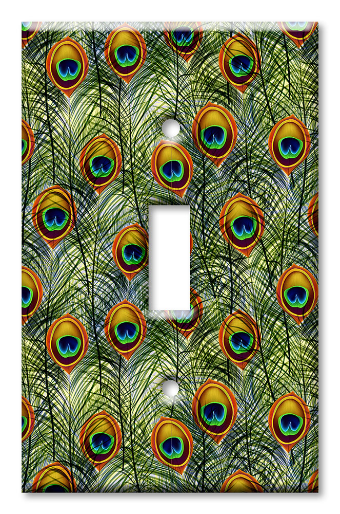 Art Plates - Decorative OVERSIZED Switch Plates & Outlet Covers - Peacock Feathers