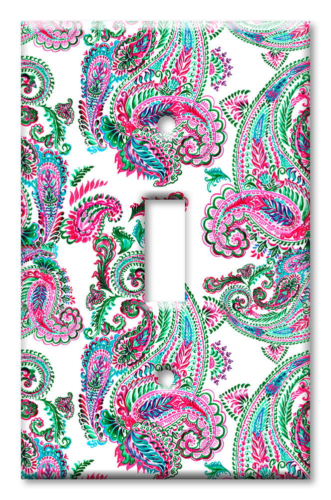 Art Plates - Decorative OVERSIZED Switch Plate - Outlet Cover - Watercolor Paisley