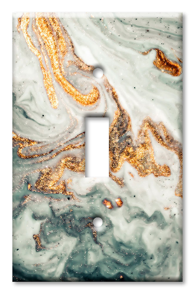 Art Plates - Decorative OVERSIZED Wall Plate - Outlet Cover - Gold Granite