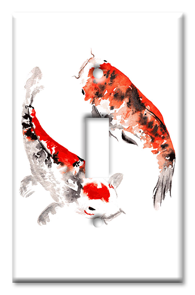 Art Plates - Decorative OVERSIZED Switch Plate - Outlet Cover - Watercolor Koi