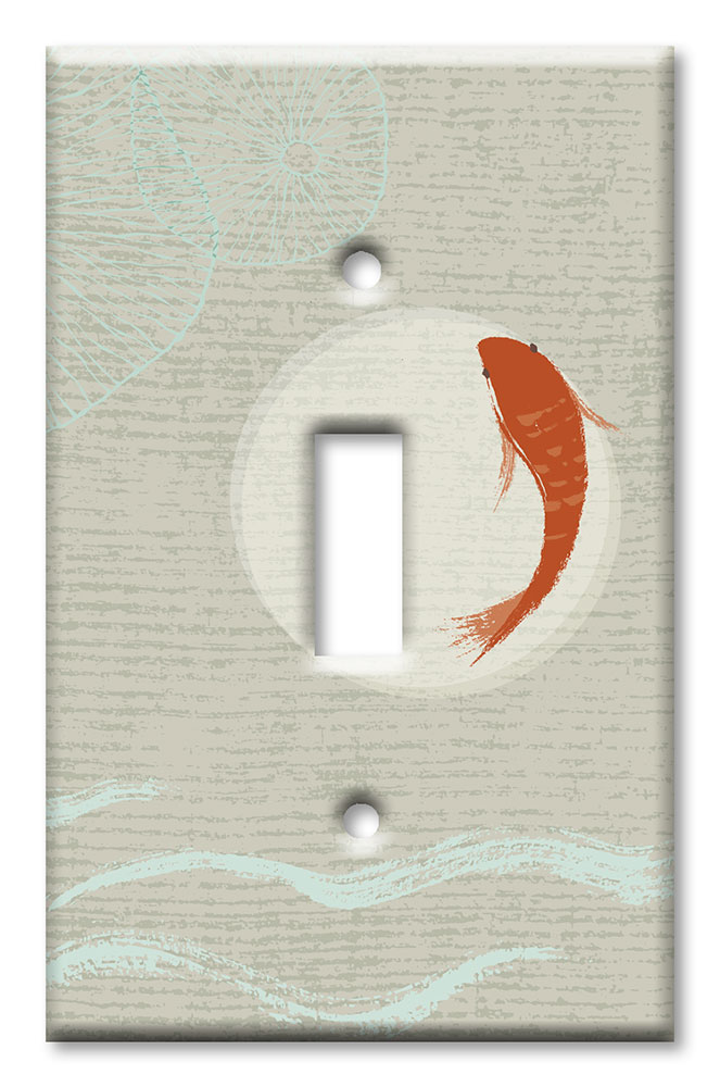 Art Plates - Decorative OVERSIZED Wall Plate - Outlet Cover - Koi and the Sun