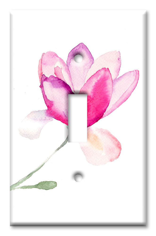 Art Plates - Decorative OVERSIZED Switch Plates & Outlet Covers - Pink Watercolor Flower