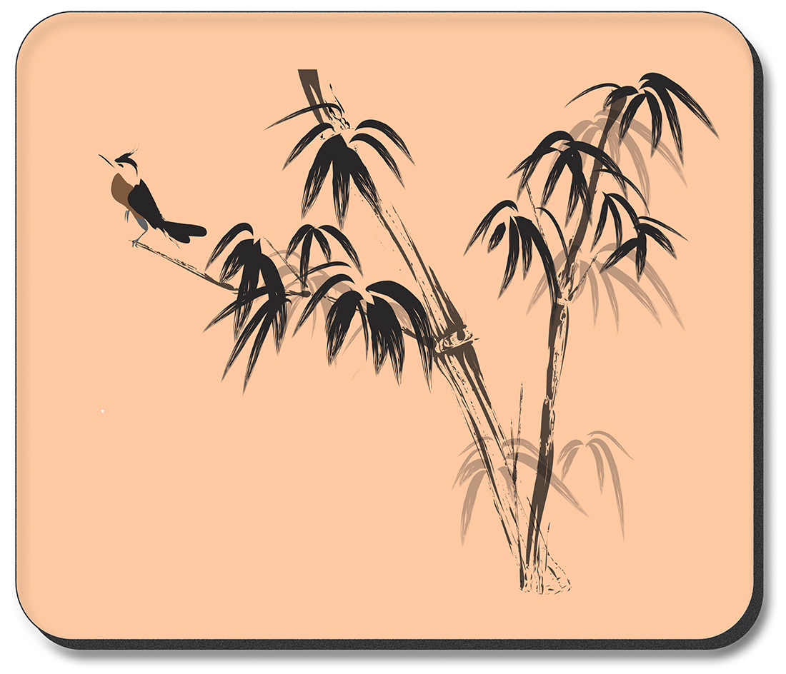 Brown Bird on Bamboo - #2924