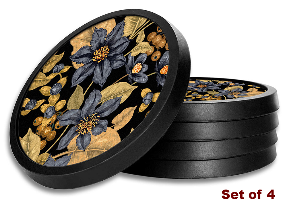 Black & Gold Flowers - #2934