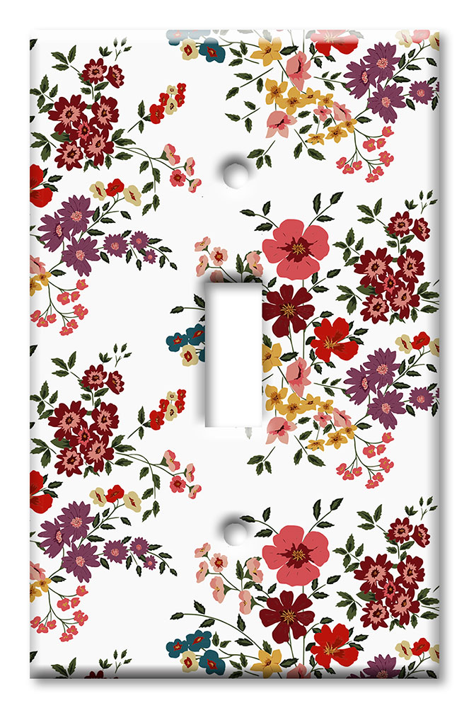 Art Plates - Decorative OVERSIZED Switch Plates & Outlet Covers - Red Flower Toss
