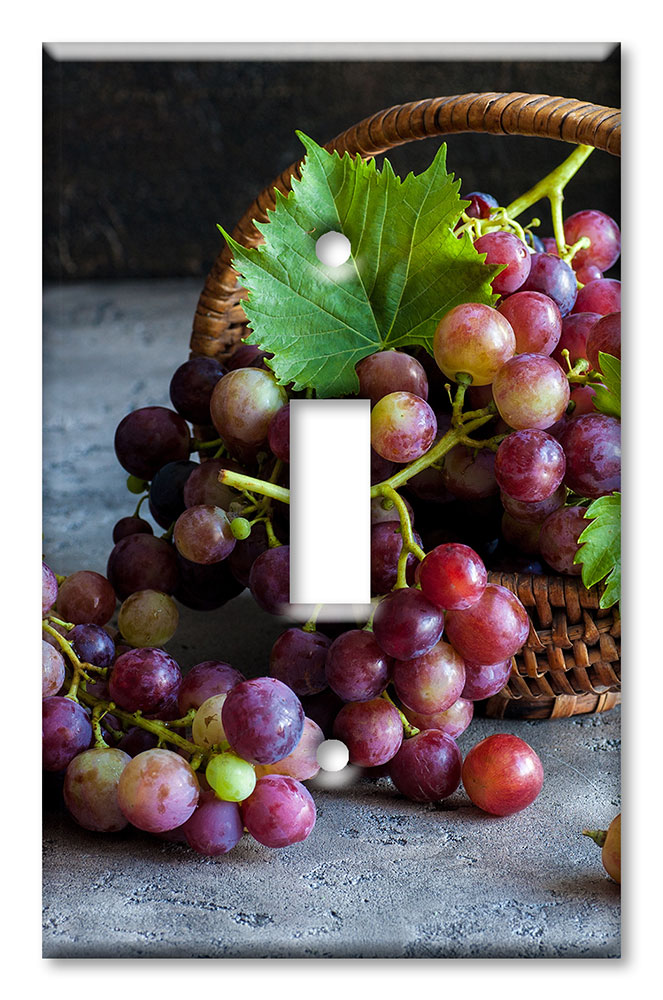 Art Plates - Decorative OVERSIZED Switch Plates & Outlet Covers - Purple Grapes in a Basket