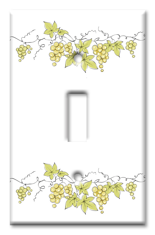 Art Plates - Decorative OVERSIZED Wall Plate - Outlet Cover - Grape Vine Drawing