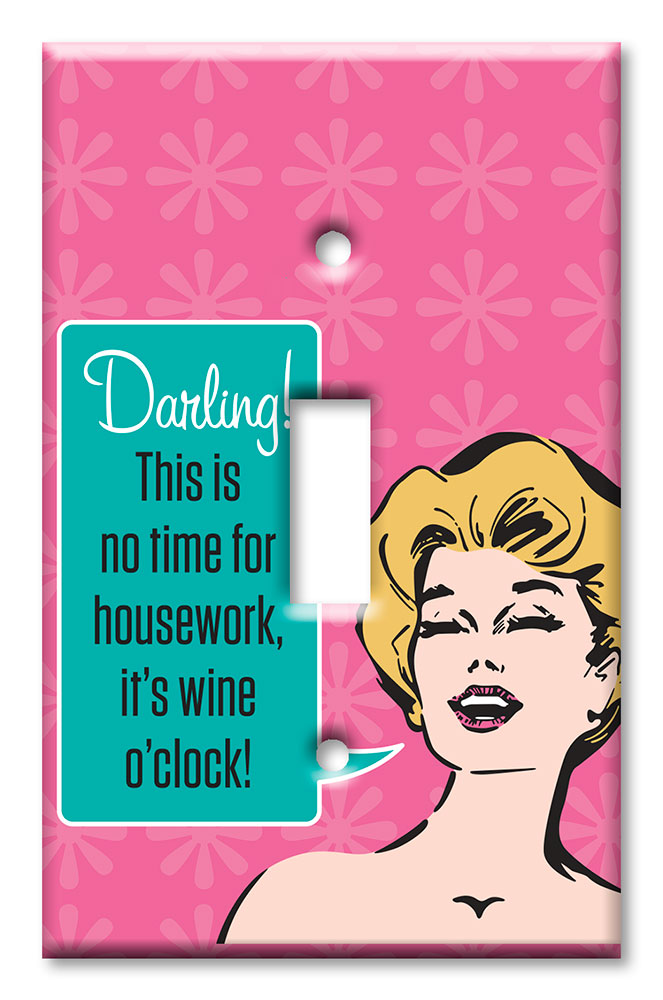 Art Plates - Decorative OVERSIZED Switch Plate - Outlet Cover - Wine O'clock II