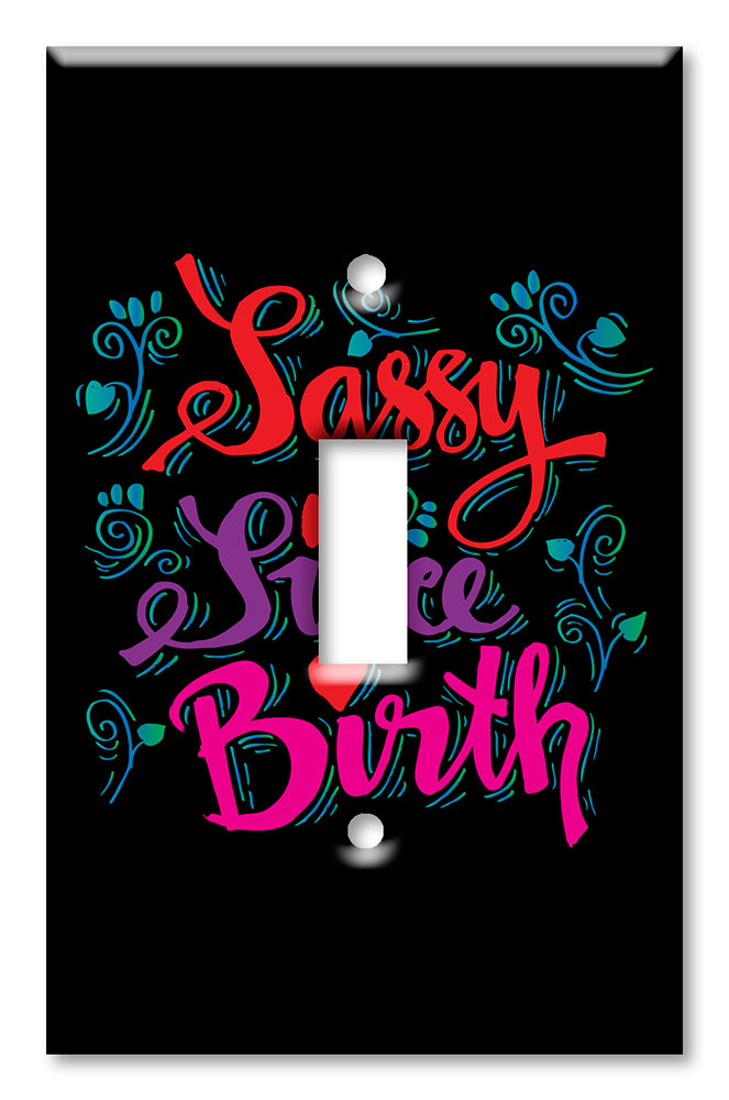 Art Plates - Decorative OVERSIZED Switch Plate - Outlet Cover - Sassy Since Birth