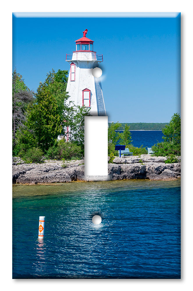 Art Plates - Decorative OVERSIZED Switch Plates & Outlet Covers - Red and White Lighthouse