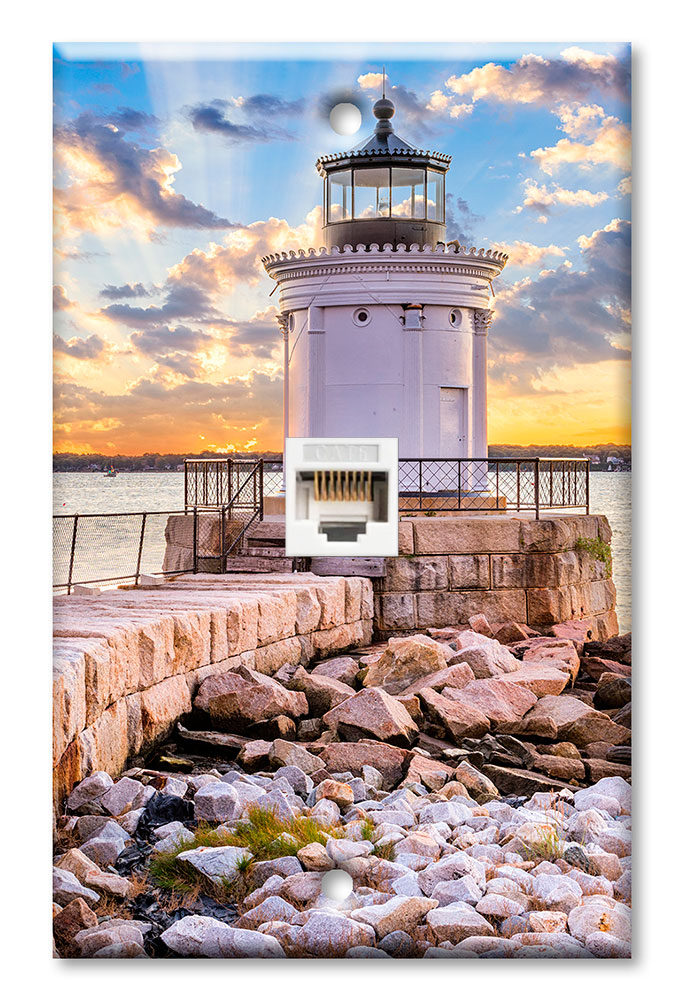 White Lighthouse on the Rocks - #2991