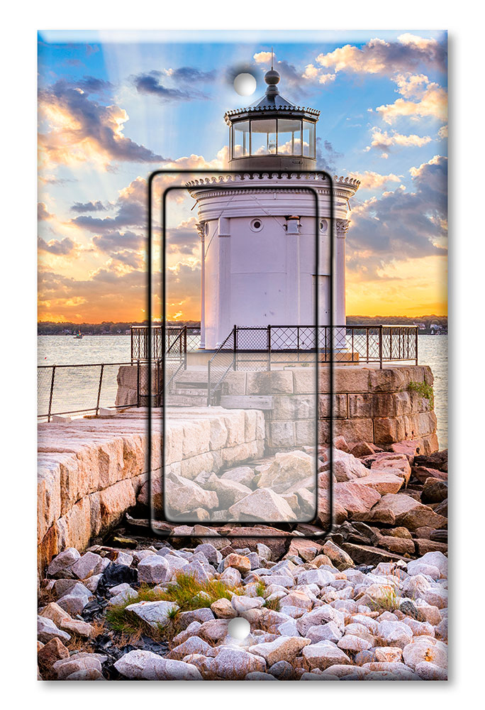 White Lighthouse on the Rocks - #2991