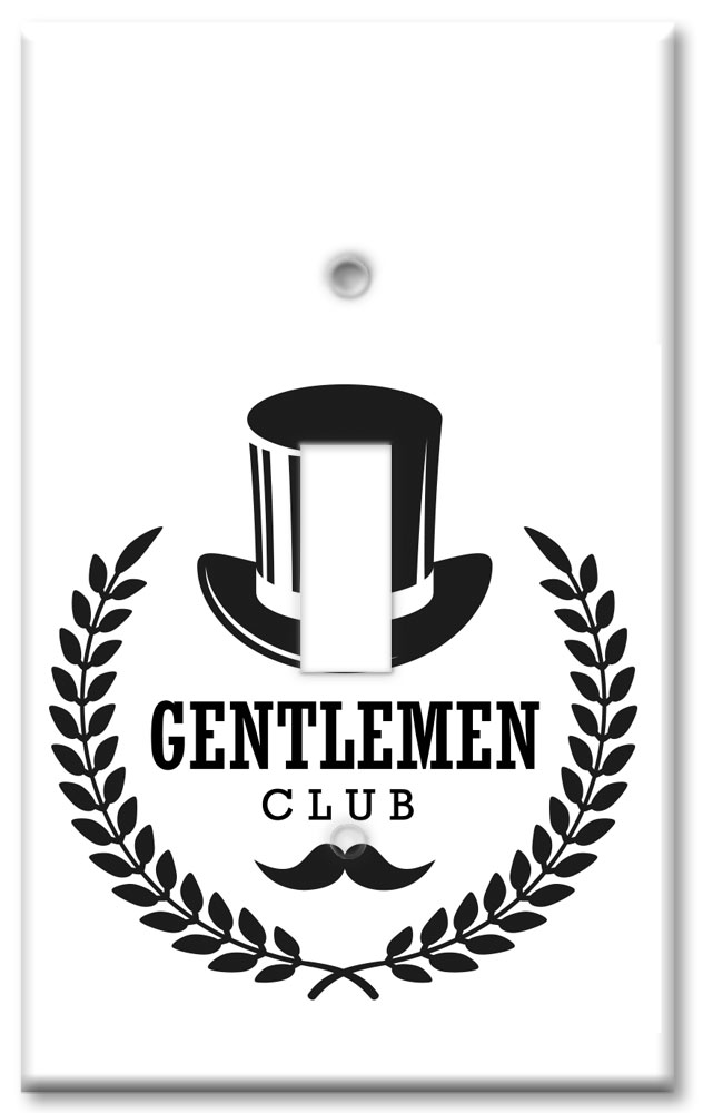 Art Plates - Decorative OVERSIZED Wall Plate - Outlet Cover - Gentleman's Club with Top Hat