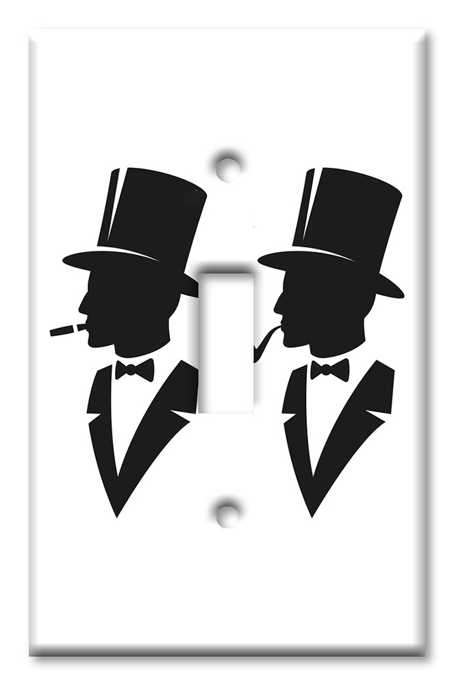 Art Plates - Decorative OVERSIZED Switch Plates & Outlet Covers - Man in a Top Hat