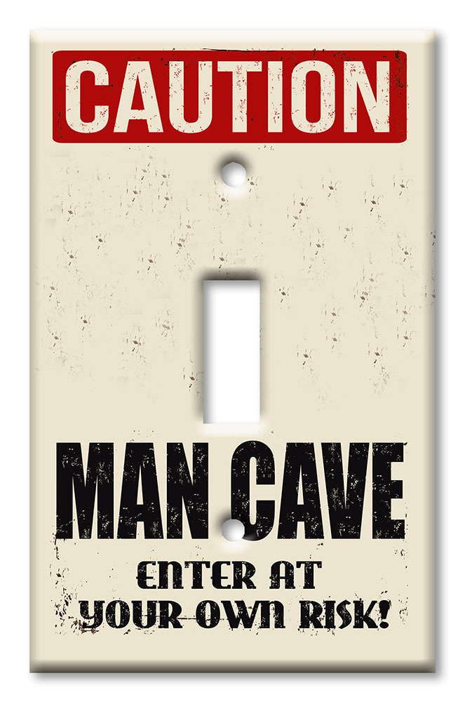Art Plates - Decorative OVERSIZED Wall Plates & Outlet Covers - Caution Man Cave