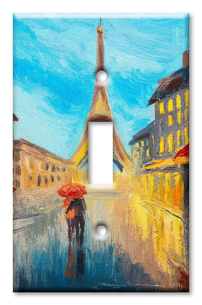 Art Plates - Decorative OVERSIZED Switch Plates & Outlet Covers - Pairs in the Rain